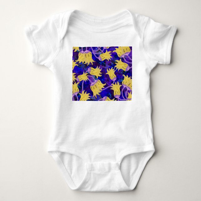 Gula blommor: mörkens vattenfärgsbakgrundsgrafik t shirt (Framsida)