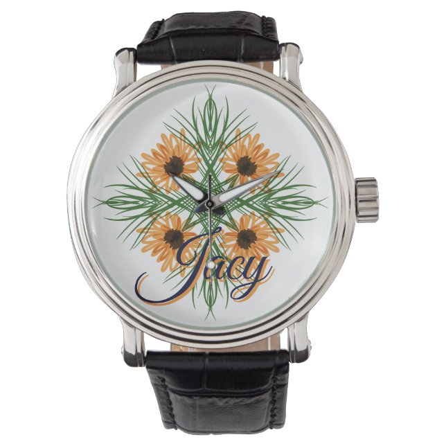 Gula blommor Namn mors dag Armbandsur (Framsida)