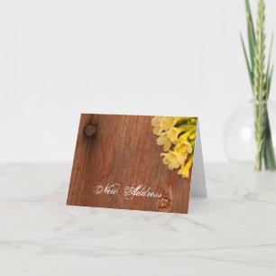 Gula blommor och Barn Wood Ny adress Meddelande