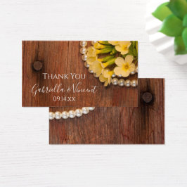 Gula blommor och Barn Wood Wedding Favor Märkre Visitkort