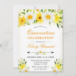 Gula blommor och Daisy med vattenfärg Inbjudningar