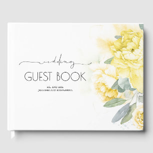 Gula blommor och Grey Bröllop Guest Bok