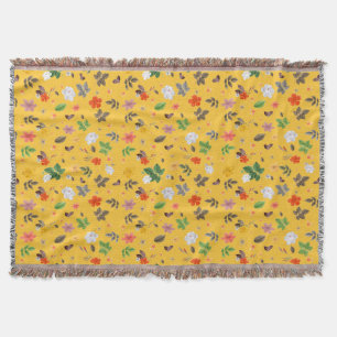 Gula blommor och Vit ros 10 Filt
