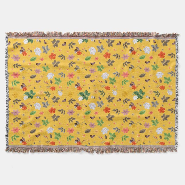 Gula blommor och Vit ros 10 Filt (Framsidan)