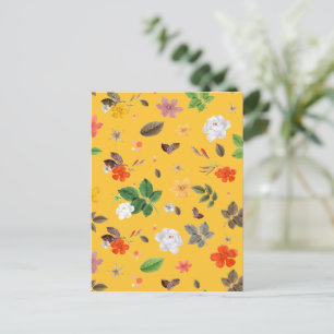 Gula blommor och Vit ros 10 Helg Vykort