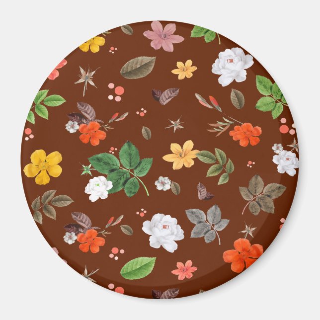 Gula blommor och Vit ros 12 Magnet (Framsidan)