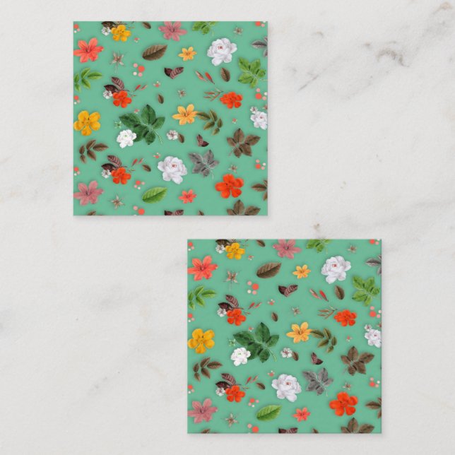 Gula blommor och Vit ros 14 Anteckningskort (Fram/baksida)