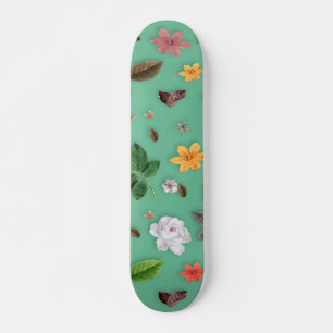 Gula blommor och Vit ros 14 Mini Skateboard Bräda 18,5 Cm