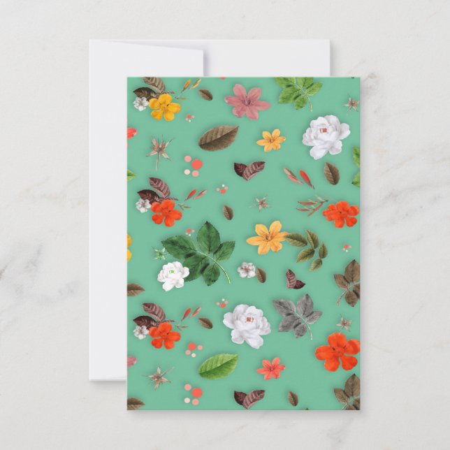 Gula blommor och Vit ros 14 Tack Kort (Framsida)