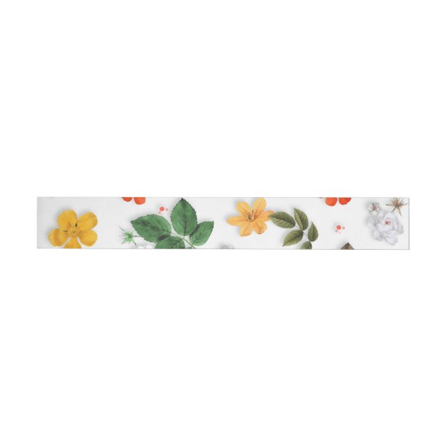 Gula blommor och Vit ros 15 Etikettband (Individual)