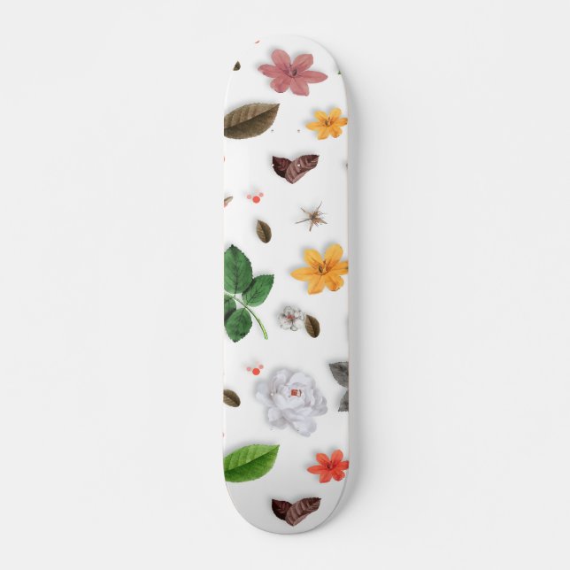 Gula blommor och Vit ros 15 Mini Skateboard Bräda 18,5 Cm (Framsida)
