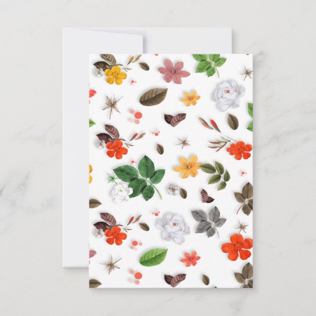 Gula blommor och Vit ros 15 Tack Kort (Framsida)