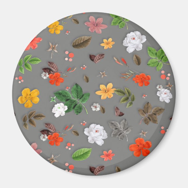 Gula blommor och Vit ros 16 Magnet (Framsidan)