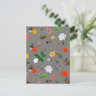 Gula blommor och Vit ros 16 Vykort