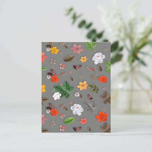 Gula blommor och Vit ros 16 Vykort (Stående Fram)