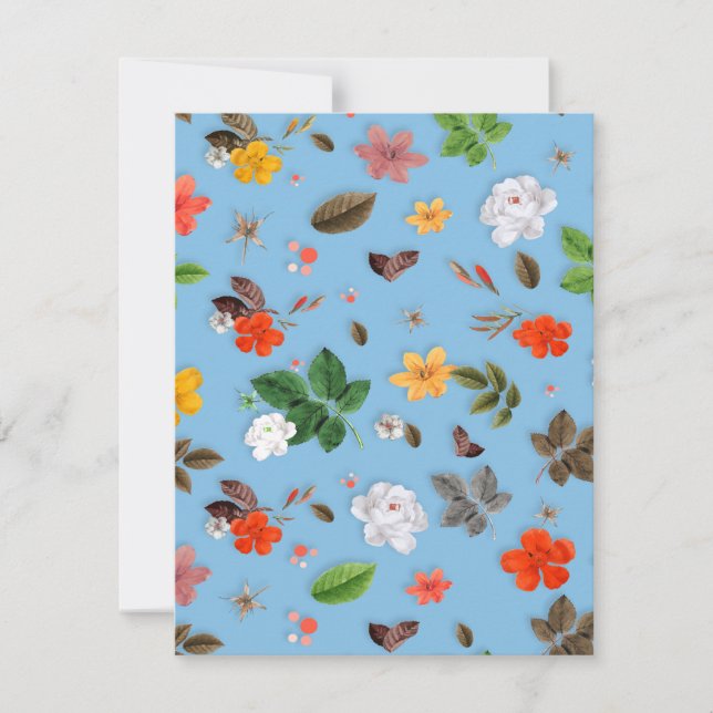 Gula blommor och Vit ros 18 Anteckningskort (Framsida)