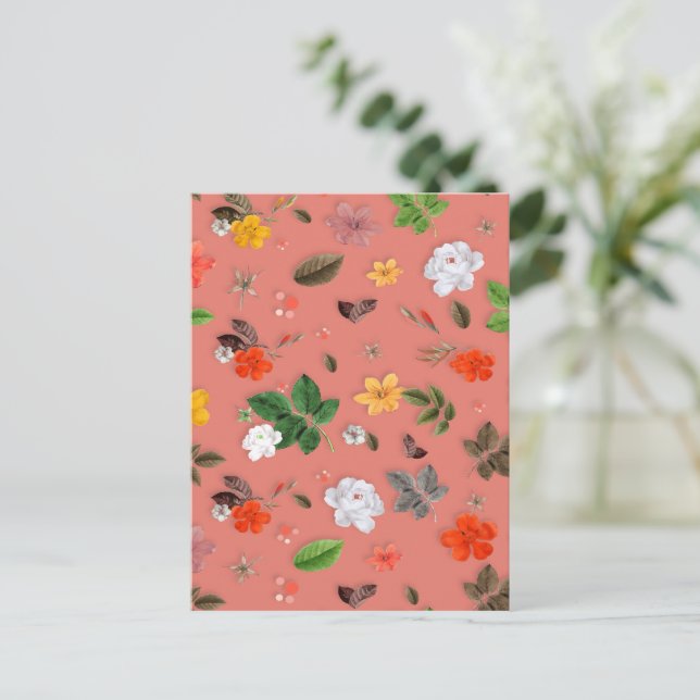 Gula blommor och Vit ros 19 Vykort (Stående Fram)