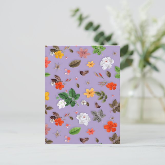 Gula blommor och Vit ros 21 Vykort (Stående Fram)