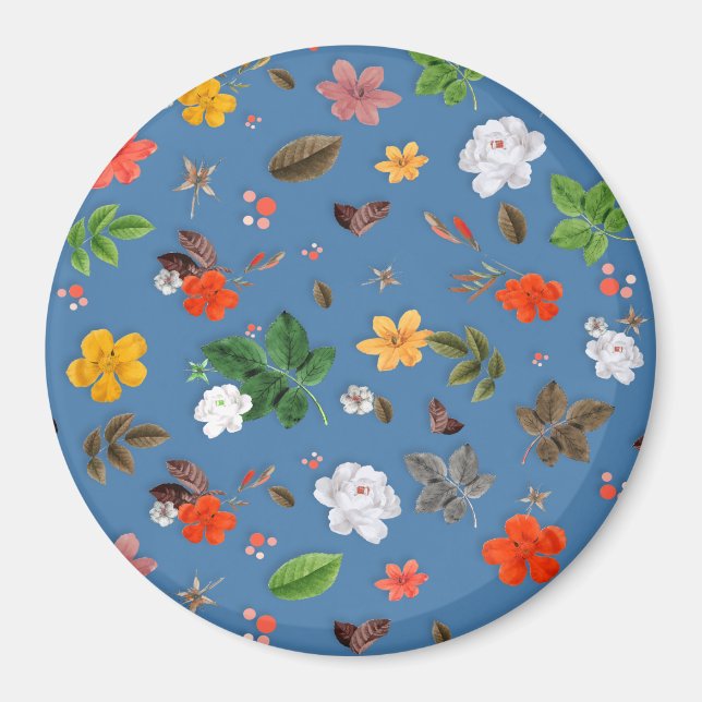 Gula blommor och Vit ros 23 Magnet (Framsidan)