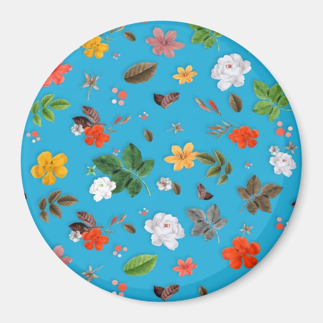 Gula blommor och Vit ros 24 Magnet (Framsidan)