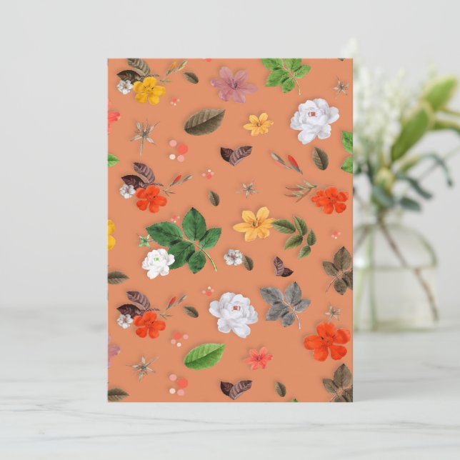 Gula blommor och Vit ros 25 Tack Kort (Stående Fram)