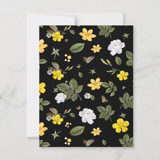 Gula blommor och Vit ros 2 Anteckningskort (Framsida)