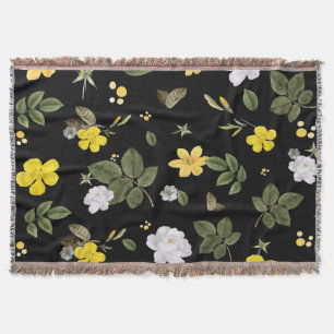Gula blommor och Vit ros 2 Filt