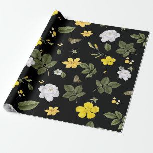 Gula blommor och Vit ros 2 Presentpapper