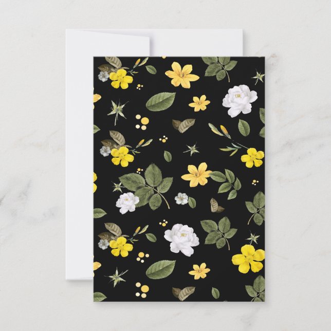 Gula blommor och Vit ros 2 Tack Kort (Framsida)