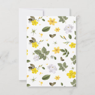 Gula blommor och Vit ros 3 Tack Kort