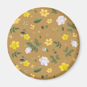 Gula blommor och Vit ros 4 Magnet