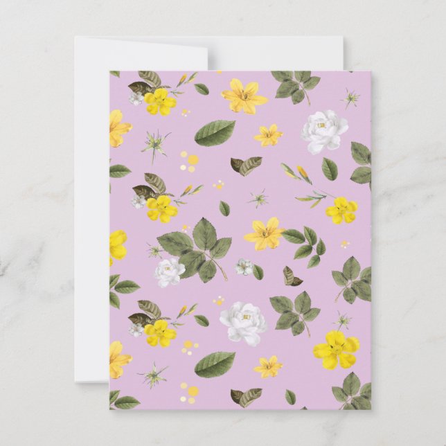 Gula blommor och Vit ros 5 Anteckningskort (Framsida)