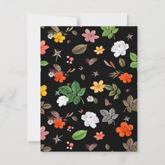 Gula blommor och Vit ros 8 Anteckningskort (Framsida)