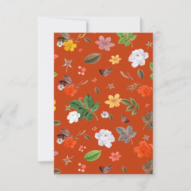 Gula blommor och Vit ros 9 Tack Kort (Framsida)