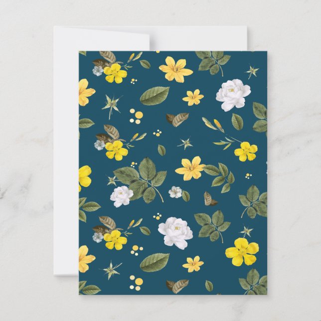 Gula blommor och Vit ros Anteckningskort (Framsida)