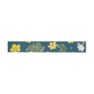 Gula blommor och Vit ros Etikettband