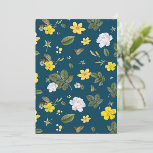 Gula blommor och vita rosor tack kort