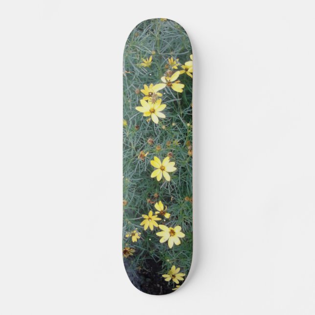 Gula blommor old school skateboard bräda 18 cm (Framsida)