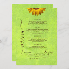 Gula blommor på Abstrakt Grönt Bröllop Meny