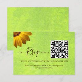 Gula blommor på Abstrakt Grönt Bröllop OSA Kort