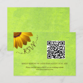 Gula blommor på Abstrakt Grönt Bröllop OSA Kort