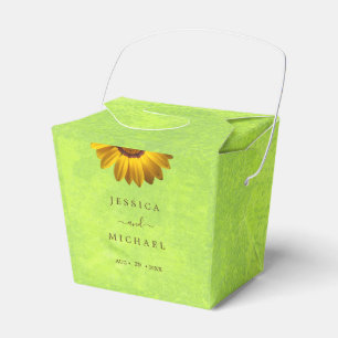 Gula blommor på Abstrakt Grönt Bröllop Presentaskar