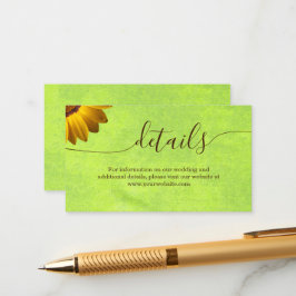 Gula blommor på Abstrakt Grönt Bröllop Tilläggskort