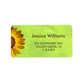 Gula blommor på Grönten Abstrakt Monogram Adressetikett
