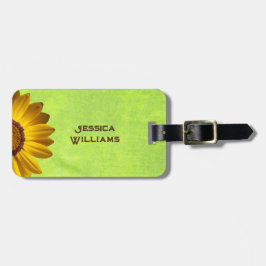 Gula blommor på Grönten Abstrakt Monogram Bagagebricka