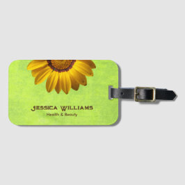 Gula blommor på Grönten Abstrakt Monogram Bagagebricka