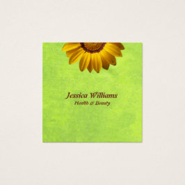 Gula blommor på Grönten Abstrakt Monogram Fyrkantigt Visitkort