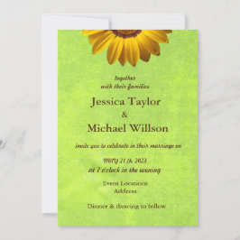 Gula blommor på Grönten Abstrakt Monogram Inbjudningar