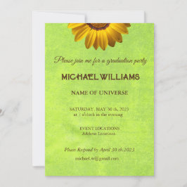 Gula blommor på Grönten Abstrakt Monogram Inbjudningar