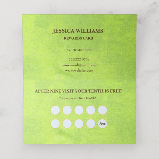 Gula blommor på Grönten Abstrakt Monogram Lojalitetskort (Inuti utvikt)